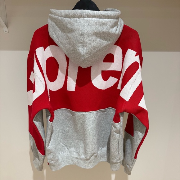 Supreme Other - Supreme Big Logo Jacquard Hoodie Hooded Sweatshirt Gray Red Size Medium FW23